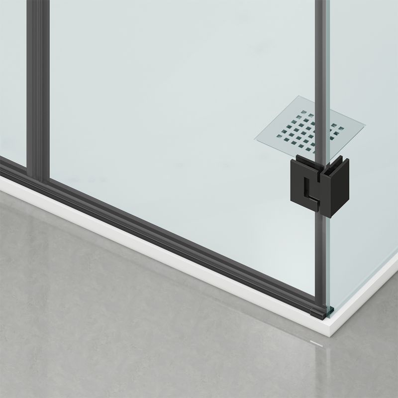 Cabina de dus, 3 laturi, Usa batanta, Negru Mat, Sticla 8 mm, Tratament Nano, Dimensiuni 70-80-90x100-120 cm, Trinity