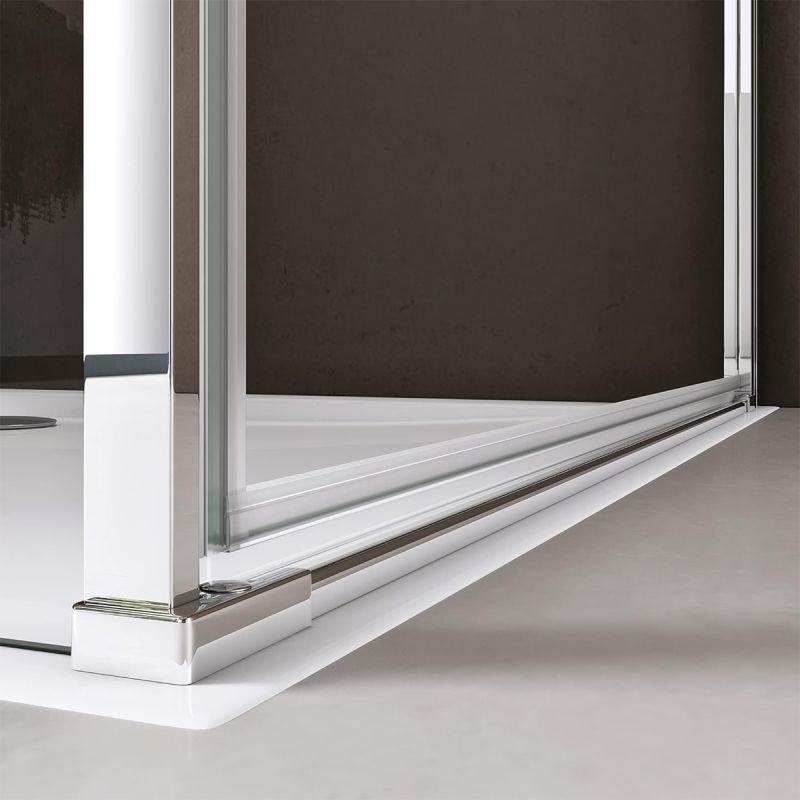 Cabina de dus, perete fix, usa batanta, sticla 8 mm, securizata, profil, maner Crom, dimensiuni: 90-100 x 90-100, Ego-36