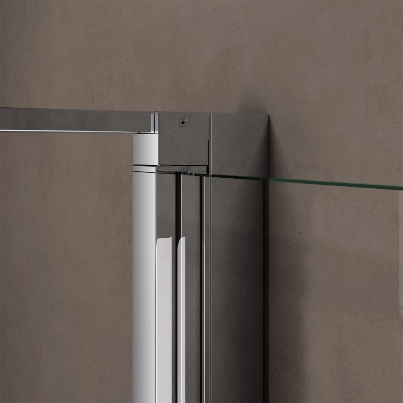 Cabina de dus, perete fix, usa batanta, sticla 8 mm, securizata, profil, maner Crom, dimensiuni: 90-100 x 90-100, Ego-36