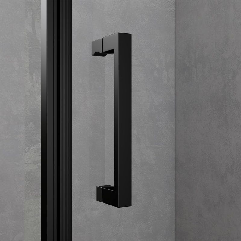 Cabina de dus, perete fix, usa batanta, sticla 8 mm, securizata, profil, maner Negru, dimensiuni: 90-100 x 90-100, Ego-36