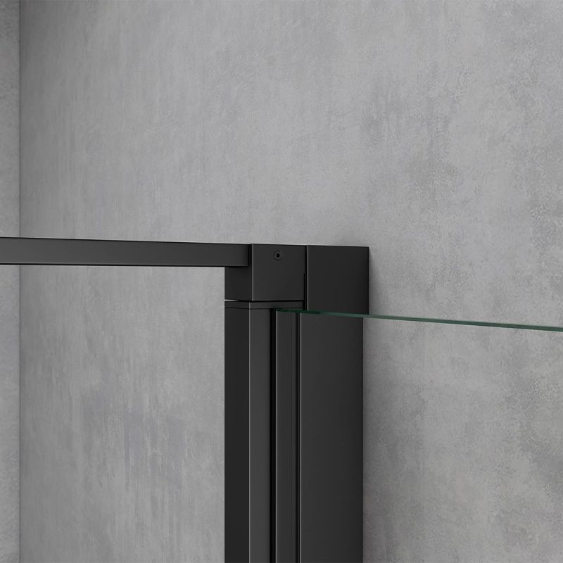 Cabina de dus, perete fix, usa batanta, sticla 8 mm, securizata, profil, maner Negru, dimensiuni: 90-100 x 90-100, Ego-36