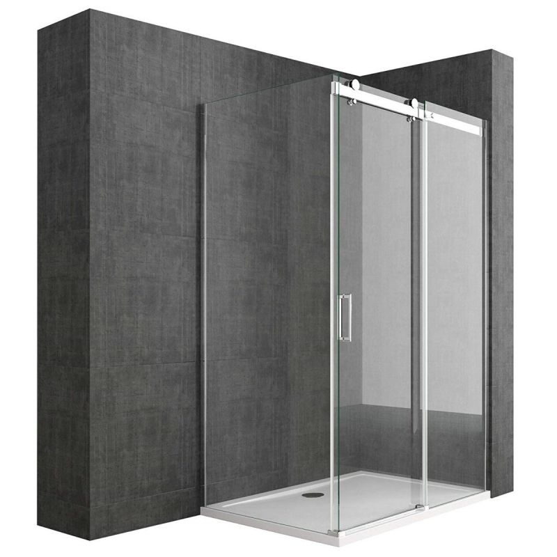 Cabina de dus, reversibila, perete fix si usa glisanta, sticla securizata 8 mm, dimensiuni la alegere, EGO-17