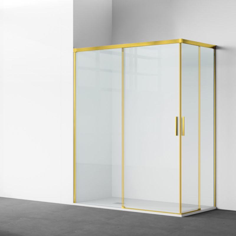Cabina dus, 2 Usi Glisante, sticla securizata de 6 mm, 80-100 x 80-100 cm, profil Auriu mat, Medea