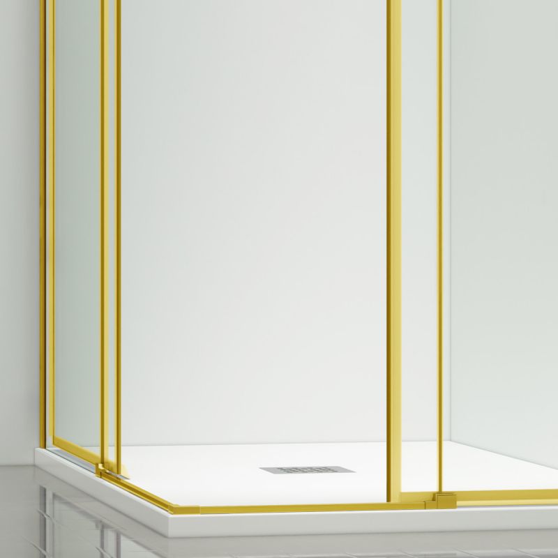 Cabina dus, 2 Usi Glisante, sticla securizata de 6 mm, 80-100 x 80-100 cm, profil Auriu mat, Medea