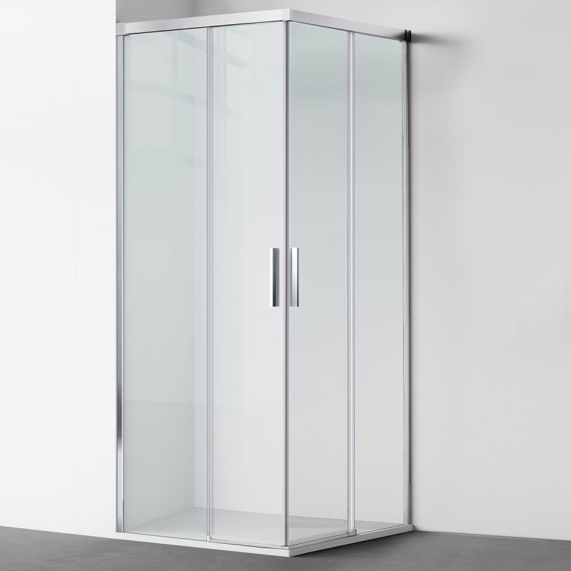 Cabina dus, 2 Usi Glisante, sticla securizata de 6 mm, 80-100 x 80-100 cm, profil Crom, Medea