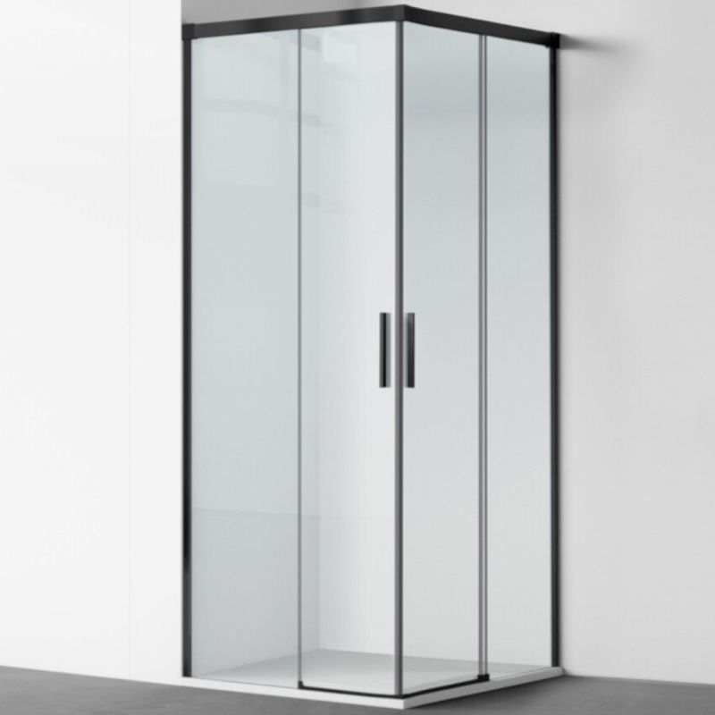 Cabina dus, 2 Usi Glisante, sticla securizata de 6 mm, 80-100 x 80-100 cm, profil Negru Mat, Medea