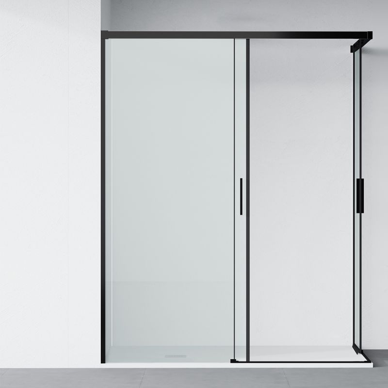 Cabina dus, 2 Usi Glisante, sticla securizata de 6 mm, 80-100 x 80-100 cm, profil Negru Mat, Medea