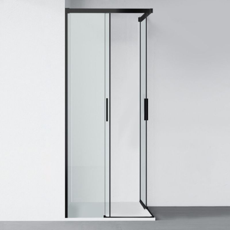 Cabina dus, 2 Usi Glisante, sticla securizata de 6 mm, 80-100 x 80-100 cm, profil Negru Mat, Medea