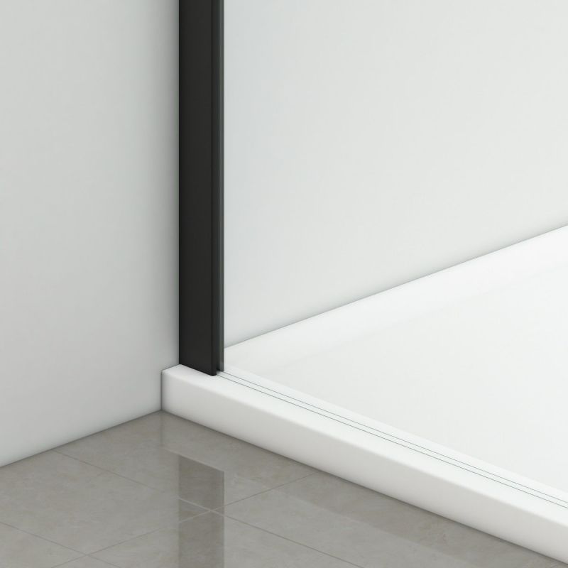 Cabina dus, perete fix si usa glisanta, sticla securizata de 6 mm, 70-90 x100-180 cm, profil Negru Mat, Hanes