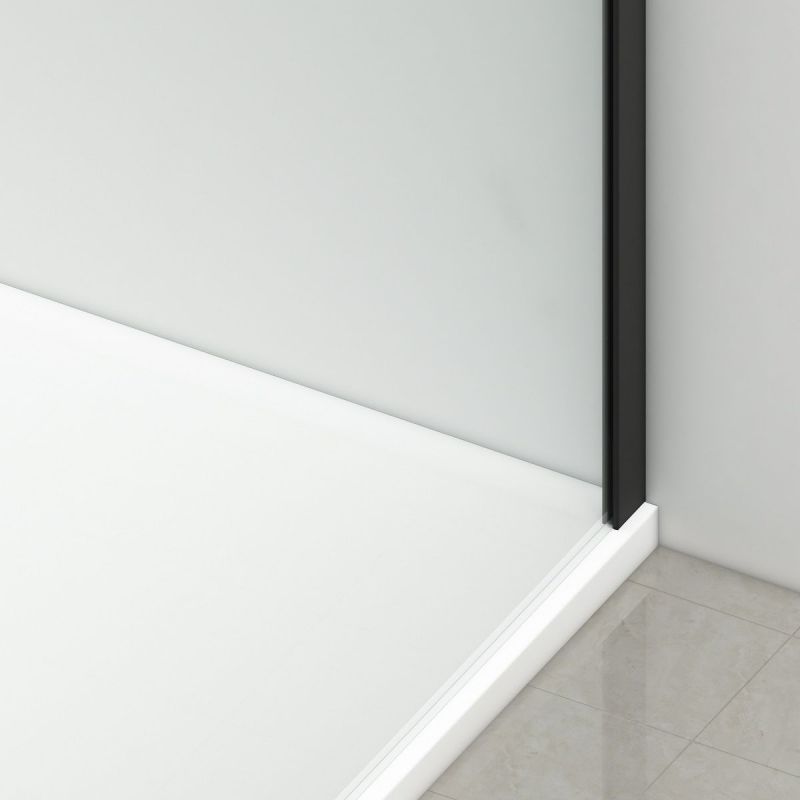 Cabina dus, perete fix si usa glisanta, sticla securizata de 6 mm, 70-90 x100-180 cm, profil Negru Mat, Hanes