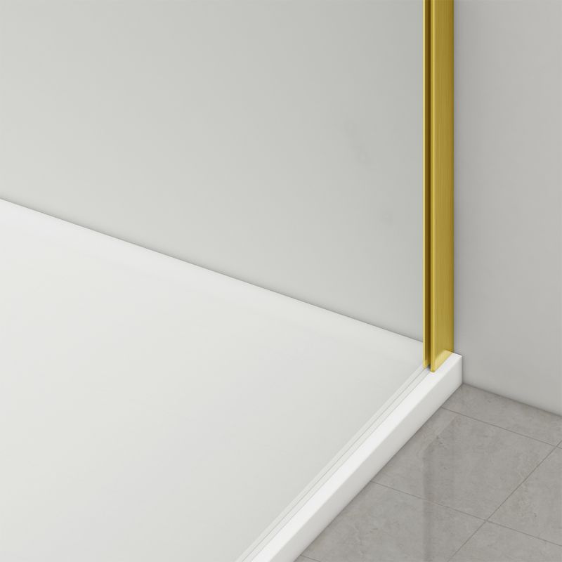 Cabina dus, perete fix si usa glisanta, sticla securizata de 6 mm, 70x90 x 100-180 cm, profil si maner Auriu Mat, Hanes