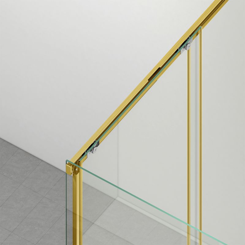 Cabina dus, perete fix si usa glisanta, sticla securizata de 6 mm, 70x90 x 100-180 cm, profil si maner Auriu Mat, Hanes