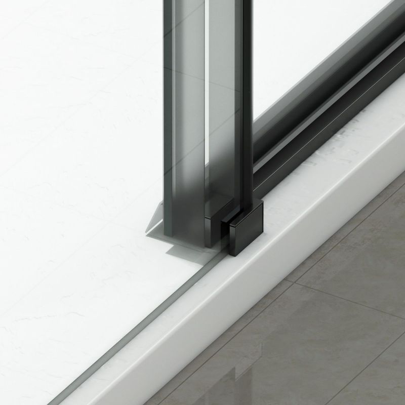 Cabina dus, perete fix si usa glisanta, sticla securizata de 8 mm, dimensiuni 80-90 x 120-140 cm, profil Negru mat, Giorgio