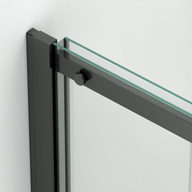 Cabina dus, perete fix si usa glisanta, sticla securizata de 8 mm, dimensiuni 80-90 x 120-140 cm, profil Negru mat, Giorgio