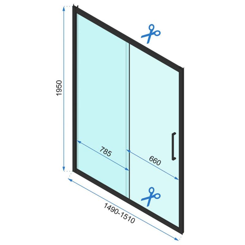 Cabina dus REA-Slide Black, perete fix si usa Glisanta, sticla securizata 6 mm, 100 x 150 x 195 cm, Easy Clean