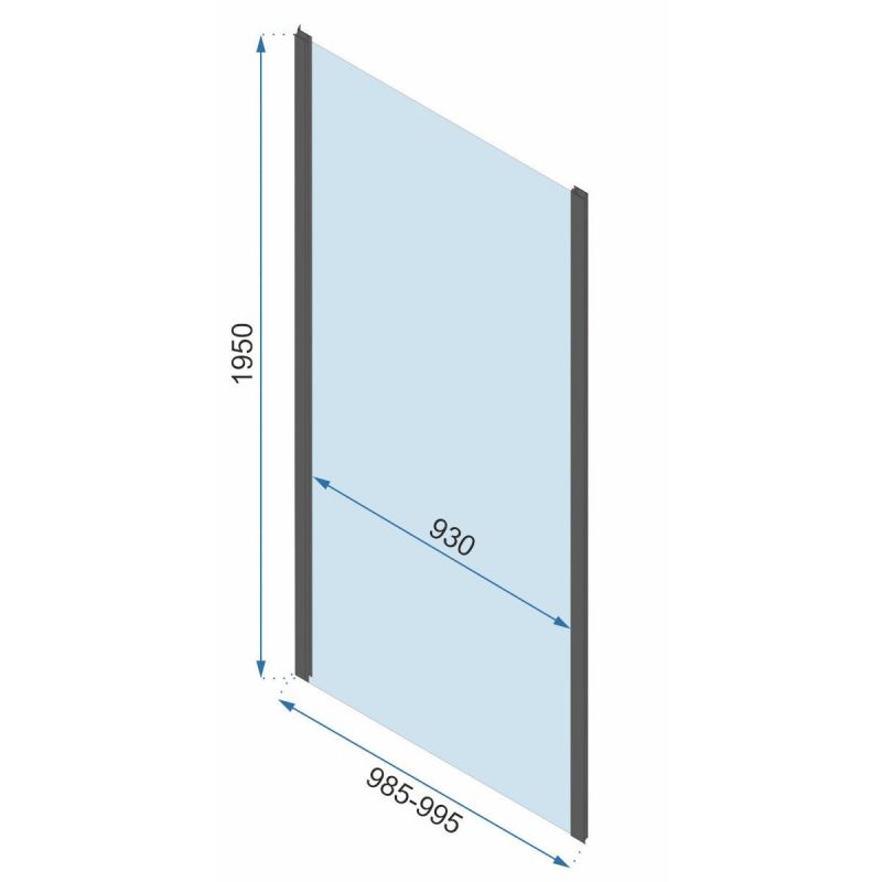 Cabina dus REA-Slide Black, perete fix si usa Glisanta, sticla securizata 6 mm, 100 x 150 x 195 cm, Easy Clean
