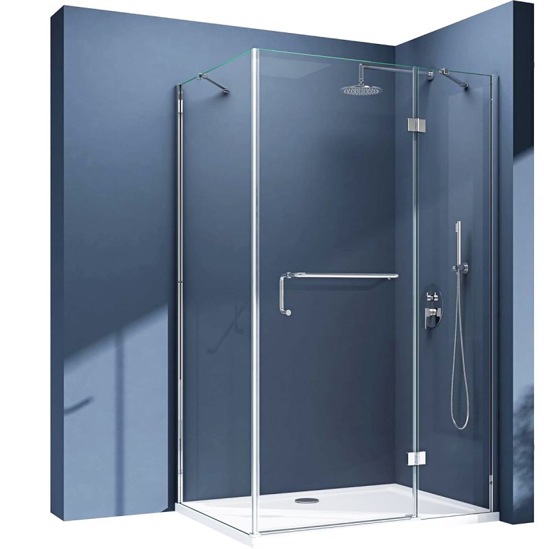 Cabina 04, perete fix si usa batanta, sticla securizata 6 mm, dimensiune 75-100x90-140 cm