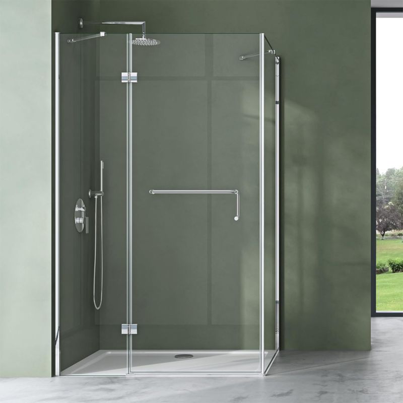 Cabina 04, perete fix si usa batanta, sticla securizata 6 mm, dimensiune 75-100x90-140 cm