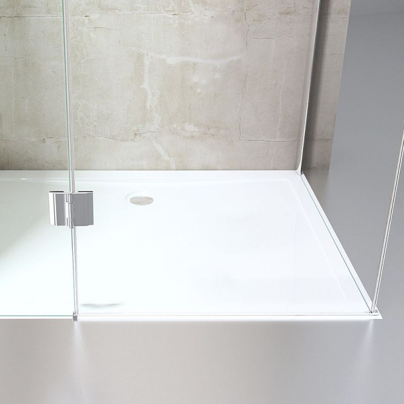 Cabina 04, perete fix si usa batanta, sticla securizata 6 mm, dimensiune 75-100x90-140 cm
