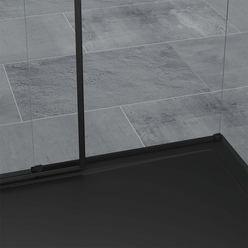 Cabina Ego 12, negru mat, 80, 90, 100 x 100, 120, 140 cm, sticla securizata 6 mm, perete fix, usa glisanta, Easy Clean