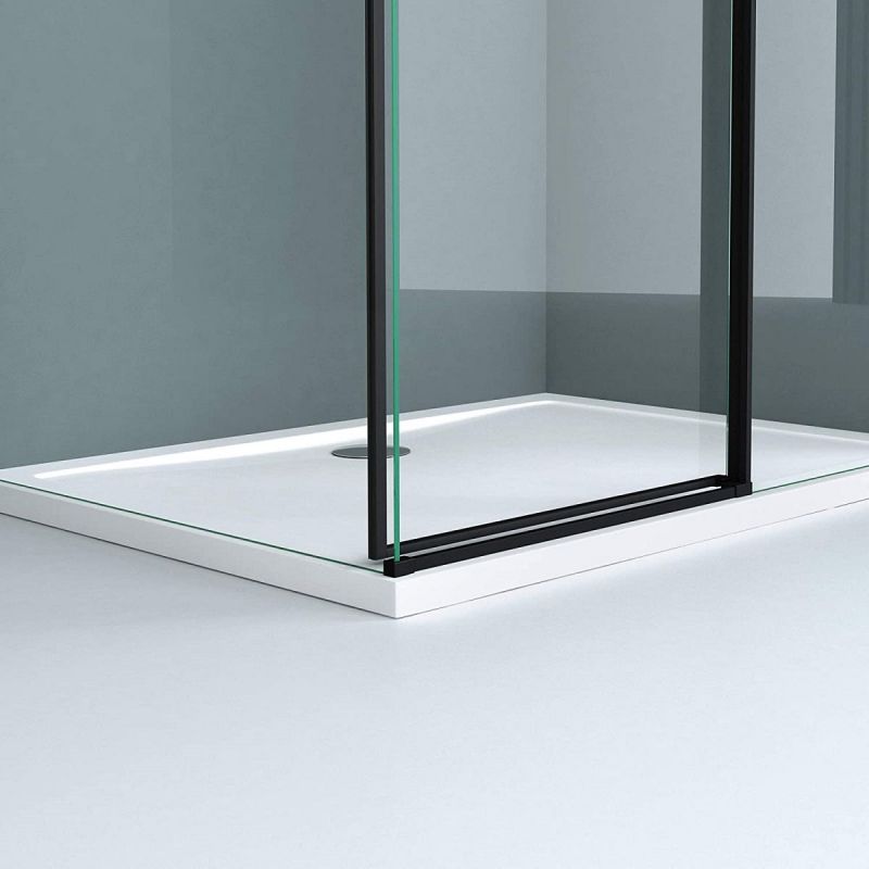 Cabina Ego 12, negru mat, 80, 90, 100 x 100, 120, 140 cm, sticla securizata 6 mm, perete fix, usa glisanta, Easy Clean