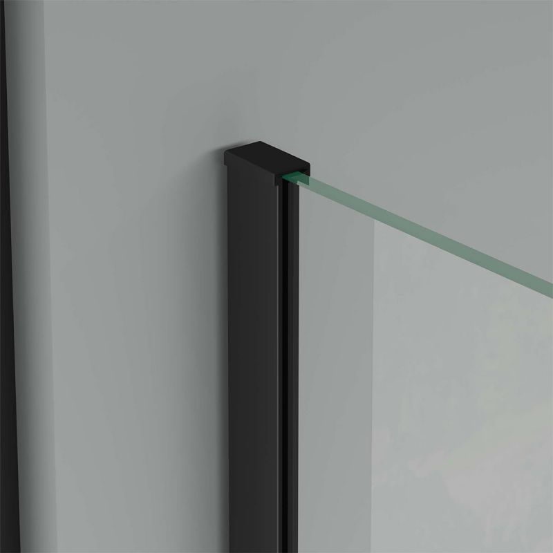 Cabina Ego 12, negru mat, 80, 90, 100 x 100, 120, 140 cm, sticla securizata 6 mm, perete fix, usa glisanta, Easy Clean