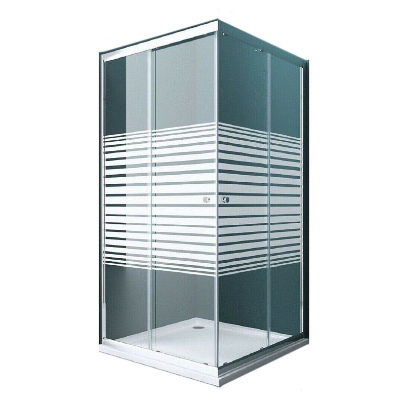 Cabina EGO-16, 2 usi Culisante, Sablata partial, dimensiune 80x80 cm