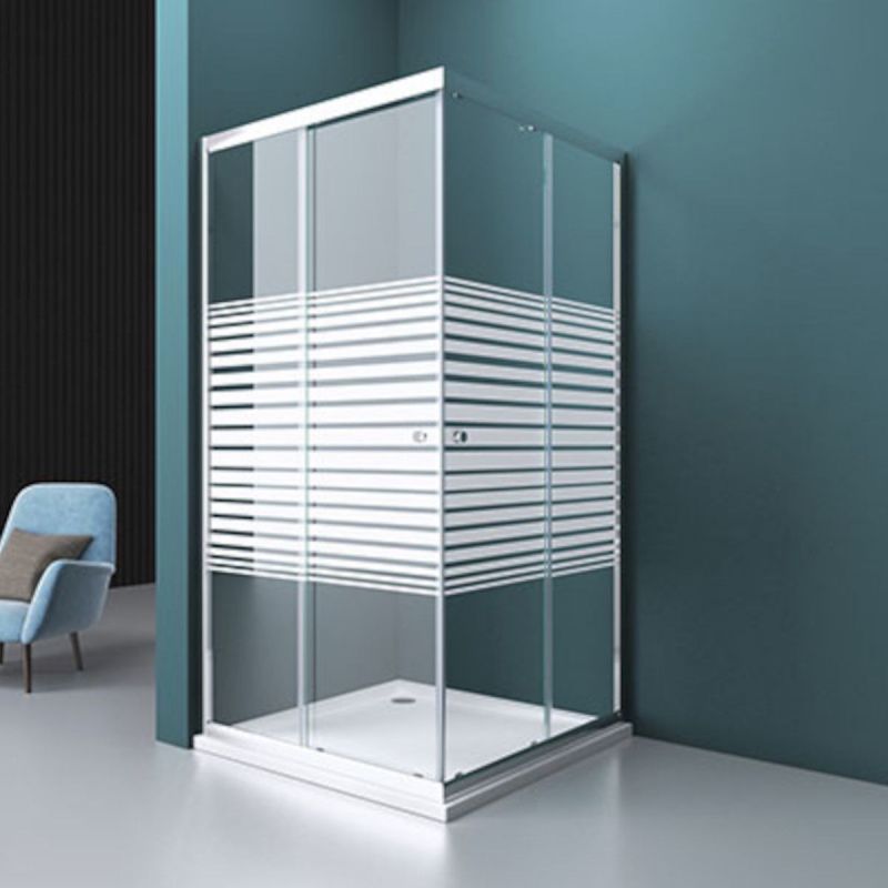 Cabina EGO-16, 2 usi Culisante, Sablata partial, dimensiune 80x80 cm