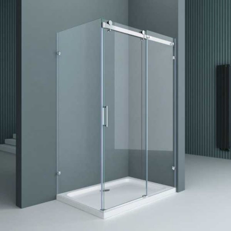 Cabina EGO-17-2, perete fix si usa Glisanta, sticla securizata 8 mm, fara profile metalice, dimensiuni la alegere