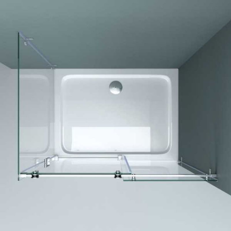 Cabina EGO-17-2, perete fix si usa Glisanta, sticla securizata 8 mm, fara profile metalice, dimensiuni la alegere