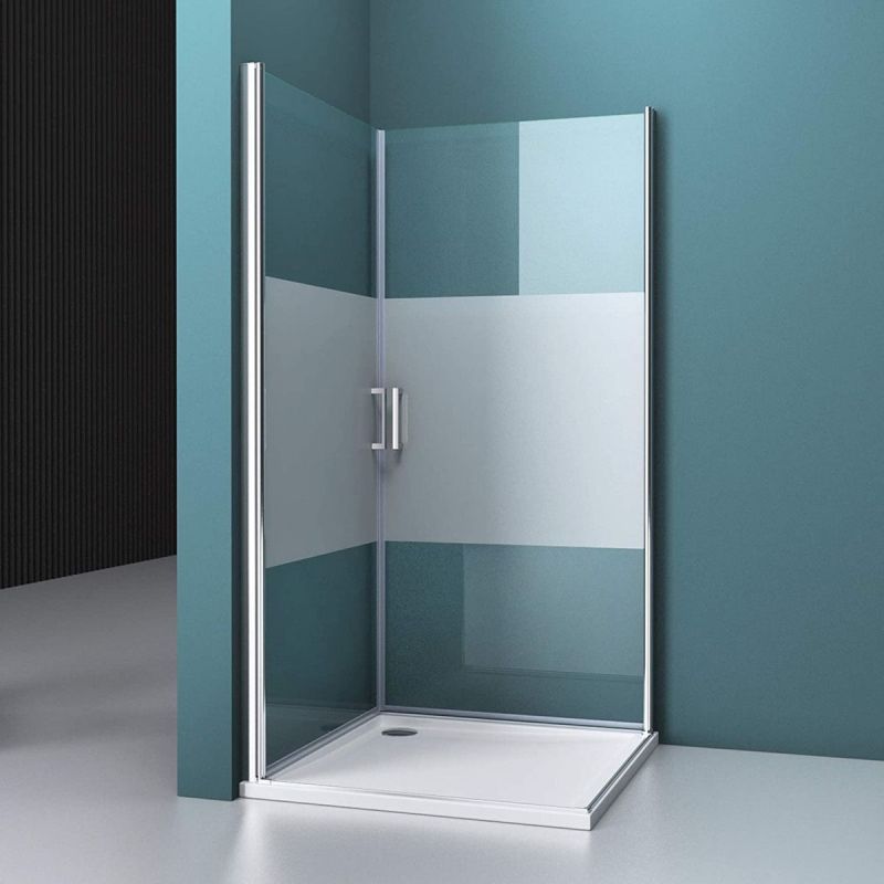 Cabina EGO-24, sticla securizata 6mm , Sablata Partial, 85x85 cm, 2 usi Batante, Deschidere 180°