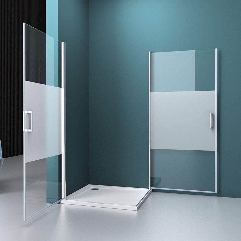 Cabina EGO-24, sticla securizata 6mm , Sablata Partial, 85x85 cm, 2 usi Batante, Deschidere 180°