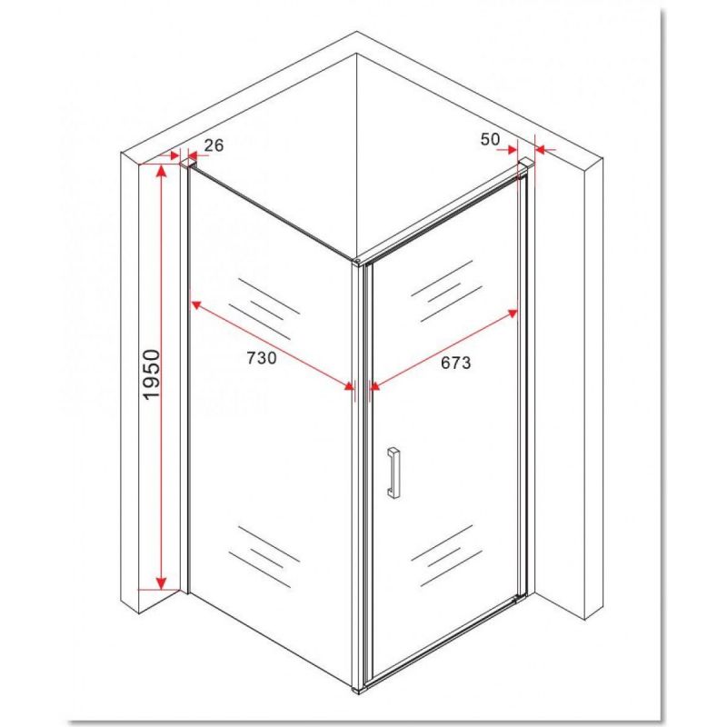 Cabina Ego-Hulko, perete fix, usa batanta, negru mat, sticla 8 mm, 80x80 x 195 cm, Nano Easy Clean
