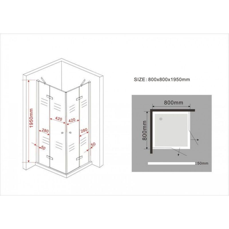 Cabina Ego-Nemo, 2 usi batante, negru mat, sticla 8 mm, 80x80x195 cm, tratament Nano Easy Clean