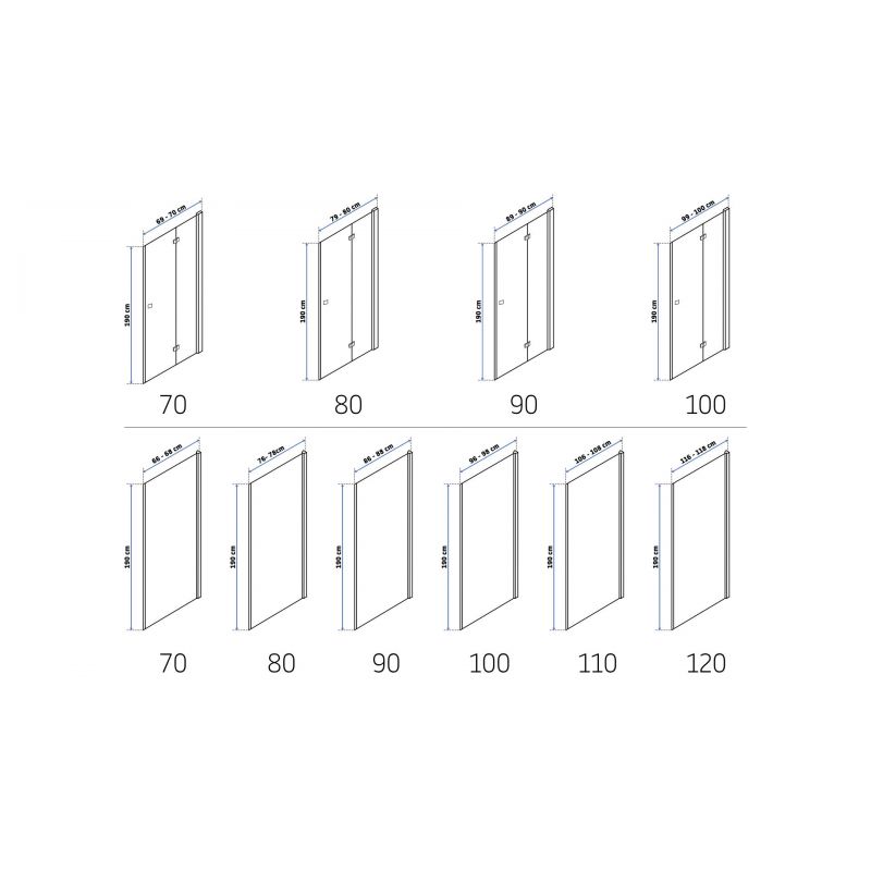 Cabina MY SPACE, perete fix si o usa Pliabila la perete, Easy Clean, dimensiune: 70x70x190 cm