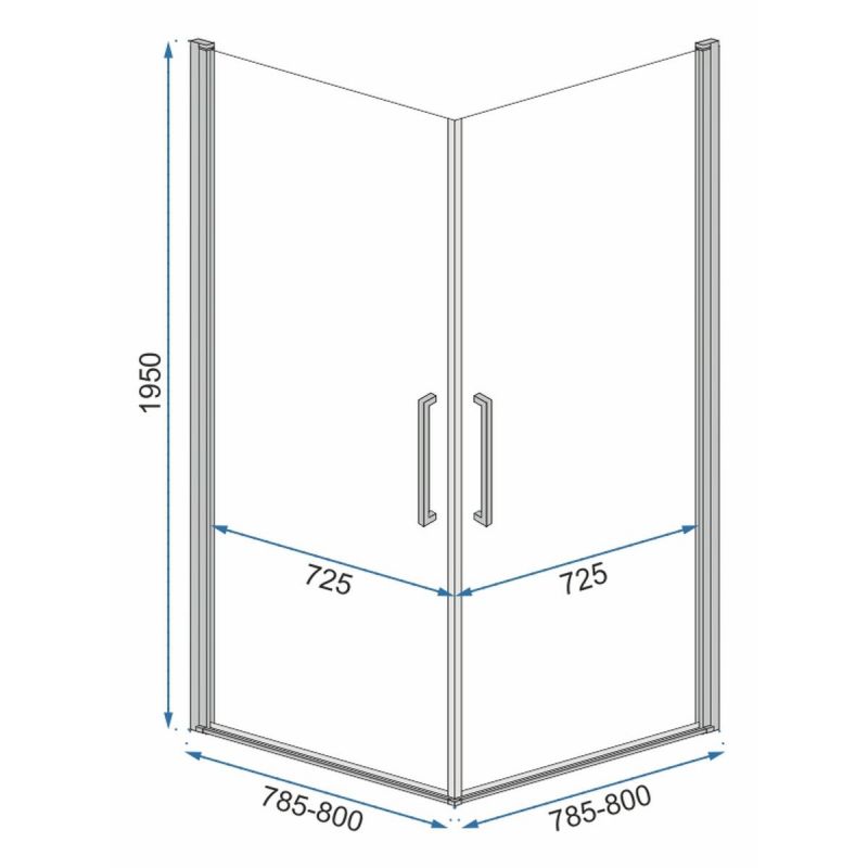 Cabina REA-Rubik Black Mat, 80x80x195 cm, sticla securizata 6mm, 2 usi Batante