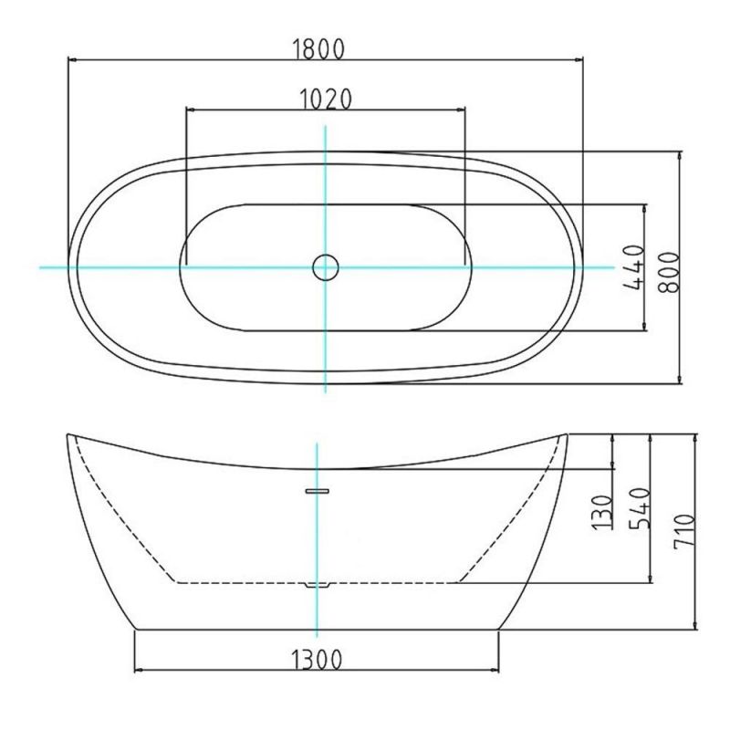 Cada de baie, Alb Lucios, acril termoactiv, freestanding, 180x80 cm, EGO 502
