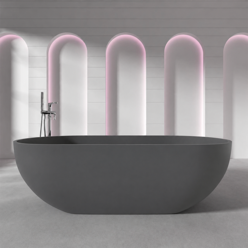 Cada de baie, Compozit Coroian, Antracit Mat, 180x85 cm, Izolare termica, Freestanding, Runa