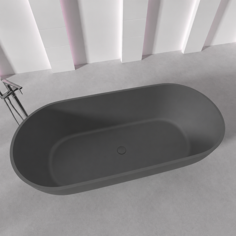 Cada de baie, Compozit Coroian, Antracit Mat, 180x85 cm, Izolare termica, Freestanding, Runa