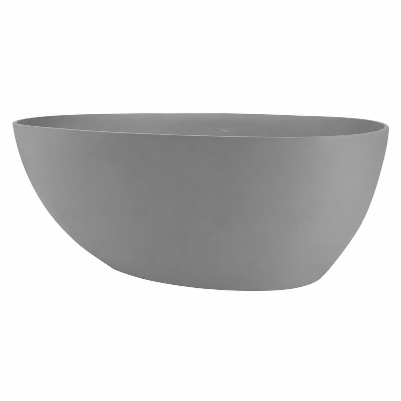 Cada de baie, compozit mineral, freestanding, Gri Ciment Mat, ventil crom inclus, 170x78 cm, Aveline