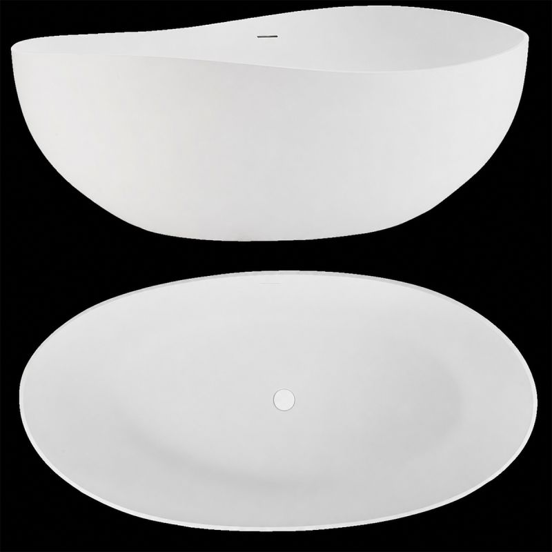 Cada de baie , compozit mineral, freestanding, ventil alb inclus, Alb Lucios, 160x80 cm, Sofia