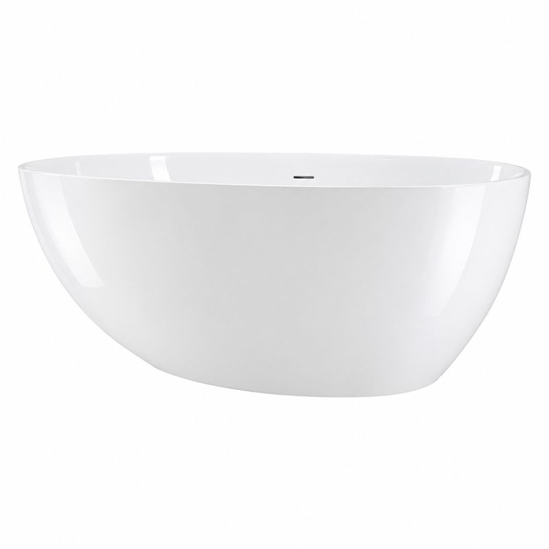 Cada de baie, compozit mineral, freestanding, ventil alb inclus, Alb Lucios, 170x78 cm, Aveline