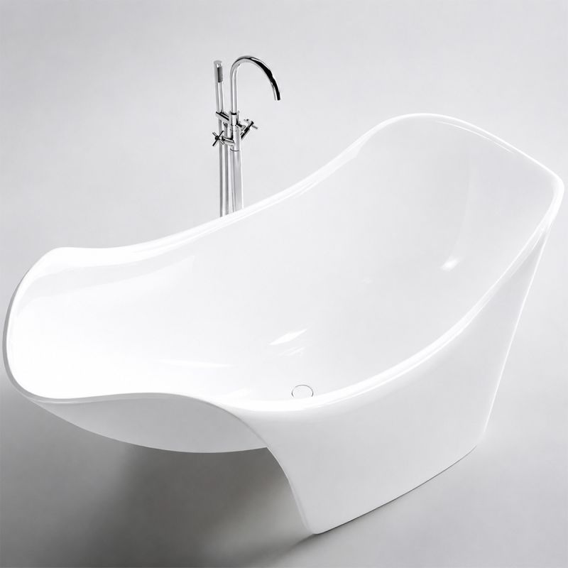 Cada de baie, compozit mineral, freestanding, ventil-alb-inclus, Alb Lucios, 170x82x62 cm, Nirvana