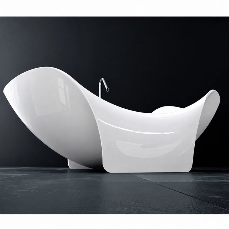 Cada de baie, compozit mineral, freestanding, ventil-alb-inclus, Alb Lucios, 170x82x62 cm, Nirvana
