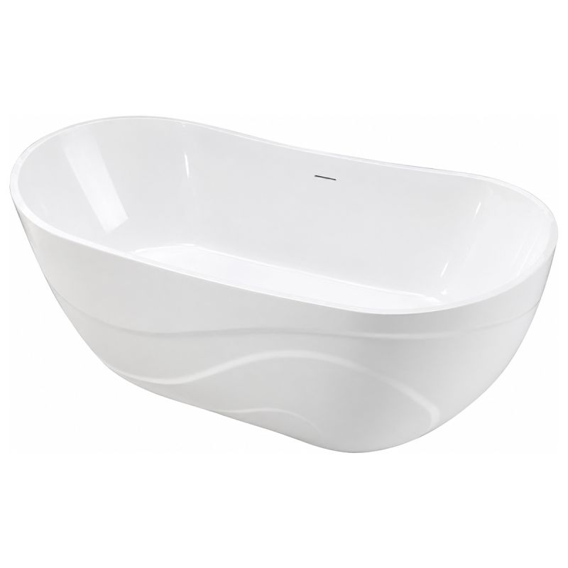 Cada de baie, compozit mineral, ventil inclus alb, freestanding, Alb Lucios,170x78 cm, Calista