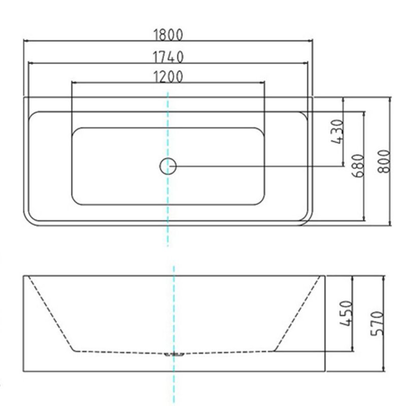 Cada de baie EGO 601, freestanding, 180 cm, acril sanitar, alb