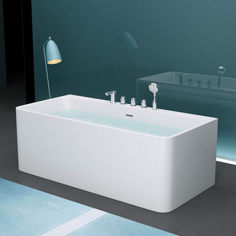 Cada de baie EGO 601S, freestanding, 170 sau 180 x 80 cm, baterie integrata cu finisaj crom, acril sanitar termoactiv, alb