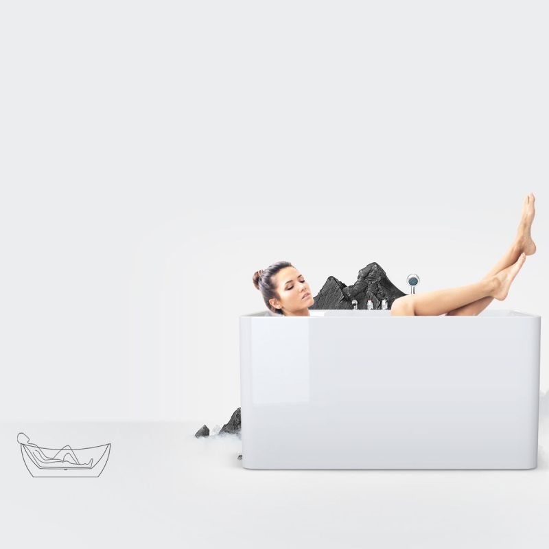 Cada de baie EGO 601S, freestanding, 170 sau 180 x 80 cm, baterie integrata cu finisaj crom, acril sanitar termoactiv, alb