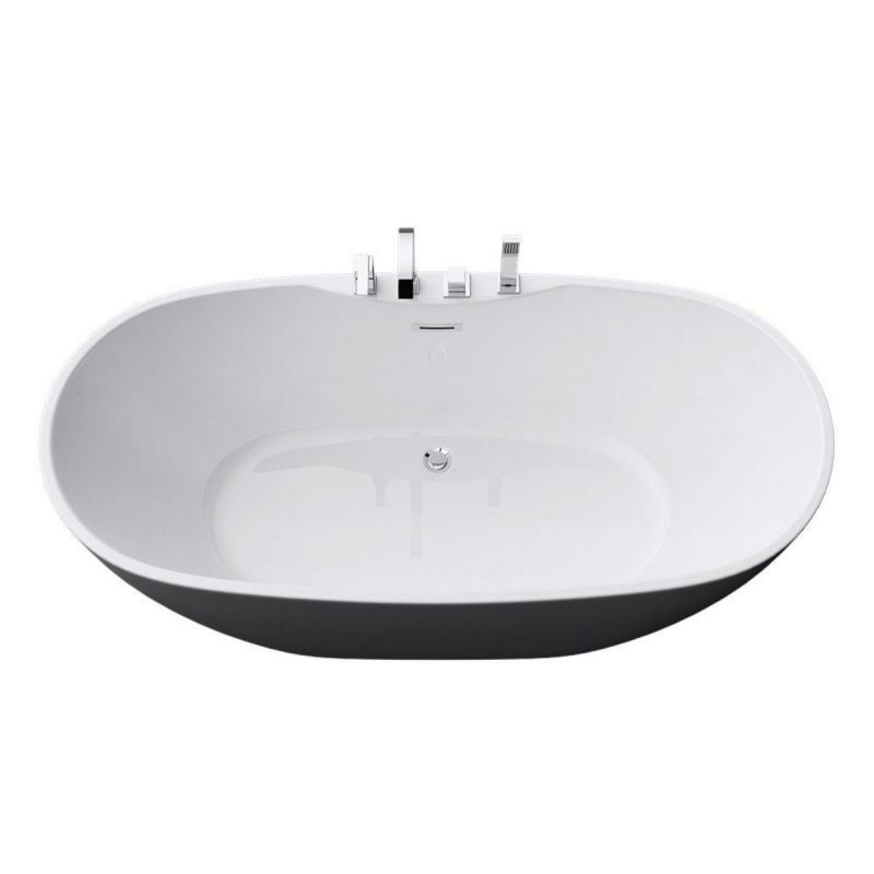 Cada de baie EGO 605, freestanding, 170 cm, baterie integrata cu finisaj crom, acril sanitar termoactiv, alb