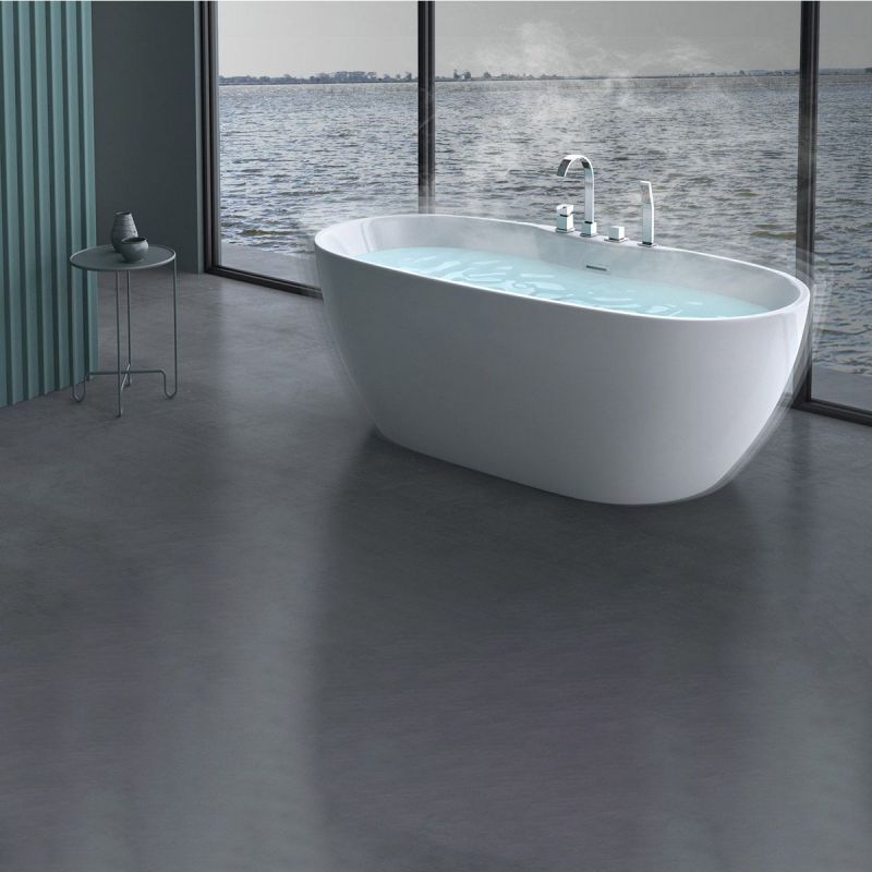 Cada de baie EGO 605, freestanding, 170 cm, baterie integrata cu finisaj crom, acril sanitar termoactiv, alb